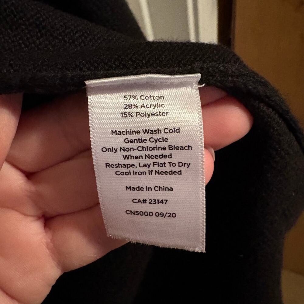 Talbots Black Open Front Long Cardigan Sweater XS Pockets Cotton Blend - Picture 5 of 6